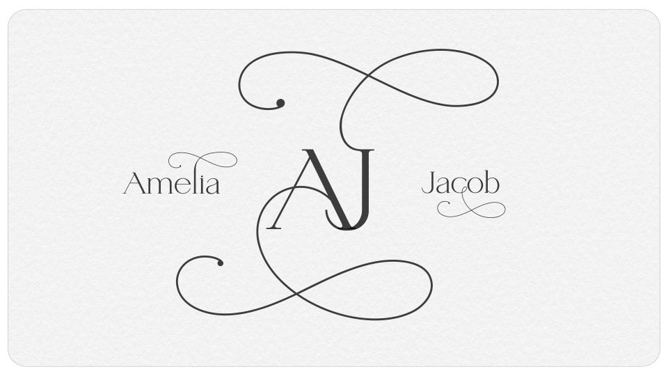 Decorative Serif font combined to make a wedding monogram of the initials A and J