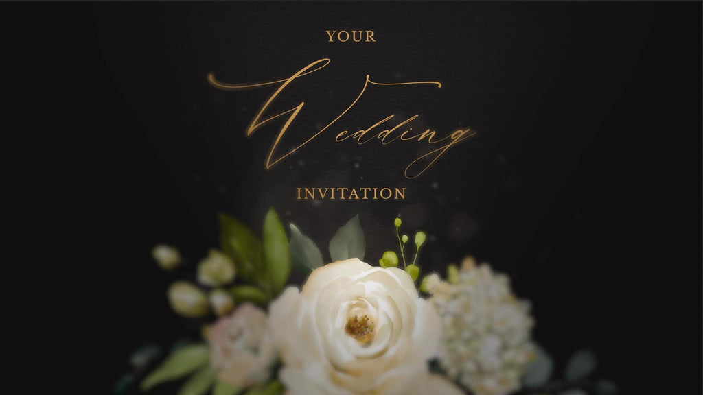 Black Wedding Invitation with Gold Calligraphy Animated