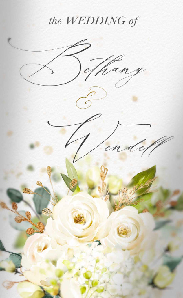 White Flowers and Gold Floral Illustrations animate around an Animated Save the Date Video  Ecard