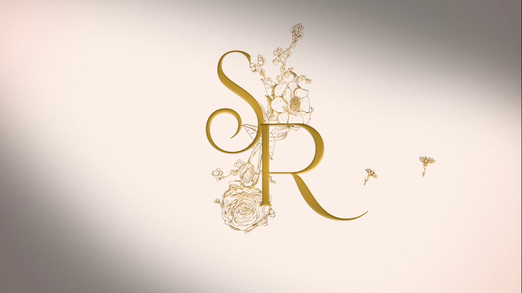 Gold monogram with rose pink background