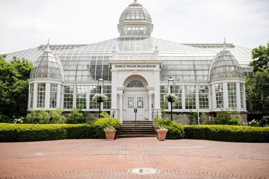 Photo of glass building for weddings. 
