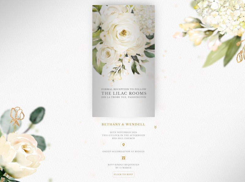 webpage of a wedding invitation.