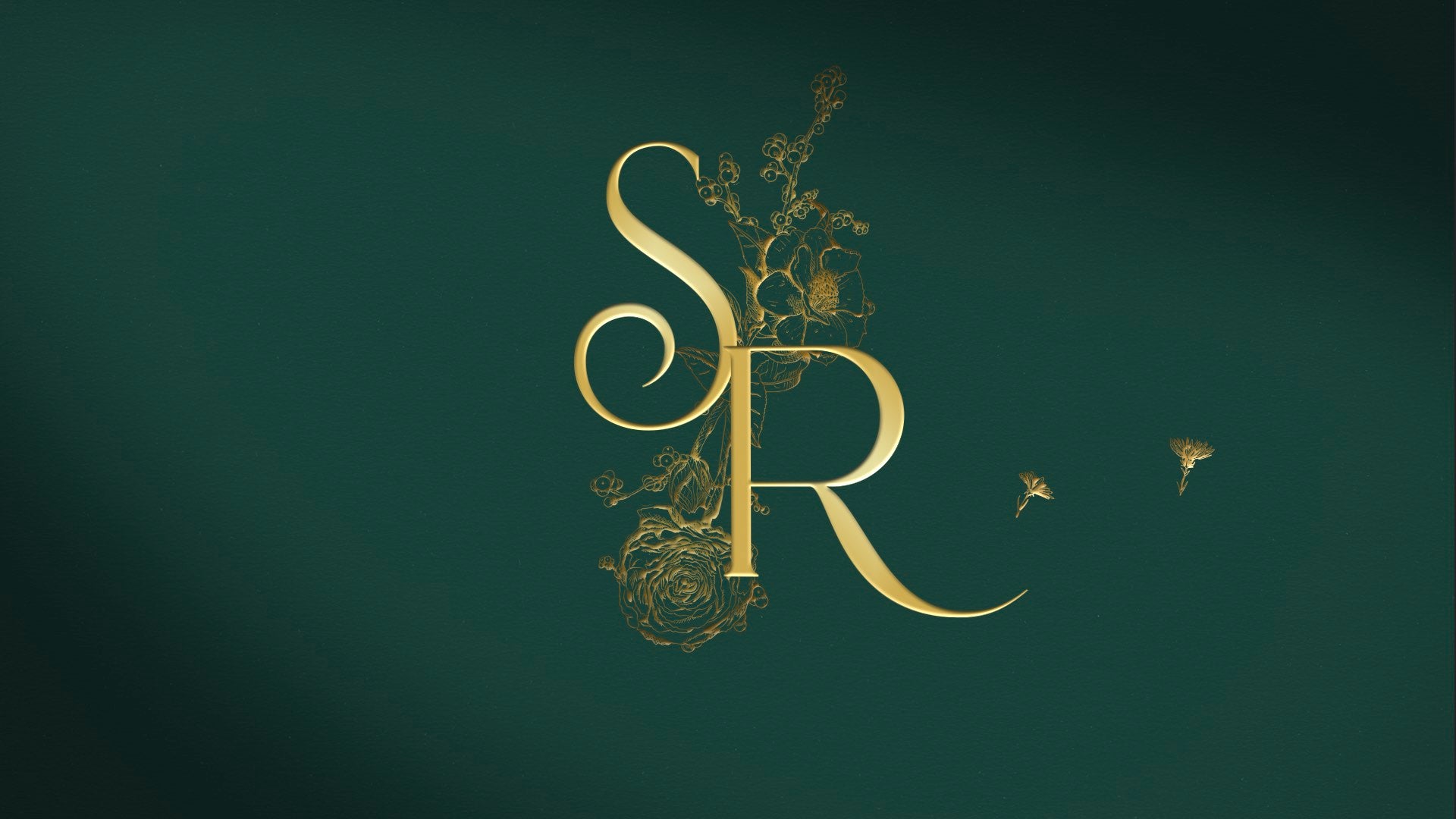 Wedding couple monogram with elegant emerald background card.