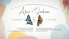 Two hand drawn butterflies sit in between the elegant font of a wedding invitation. 
