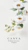 Watercolor artwork of white flowers on a bush. 
