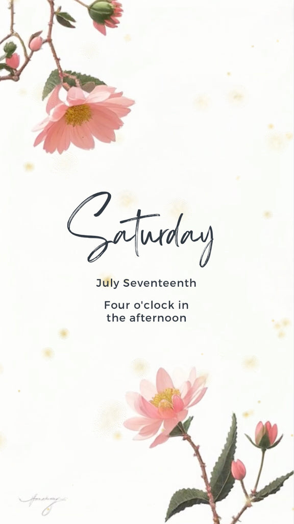 Beautiful pink florals in oil painting style surround the text for a wedding invitation.