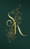 Emerald green and gold wedding invitation monogram design. 