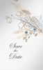 Blue boho florals arranged in a wedding bouquet.