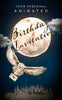 Harry Potter's owl flying in front of a moon with a invitation letter in an illustrated style. 