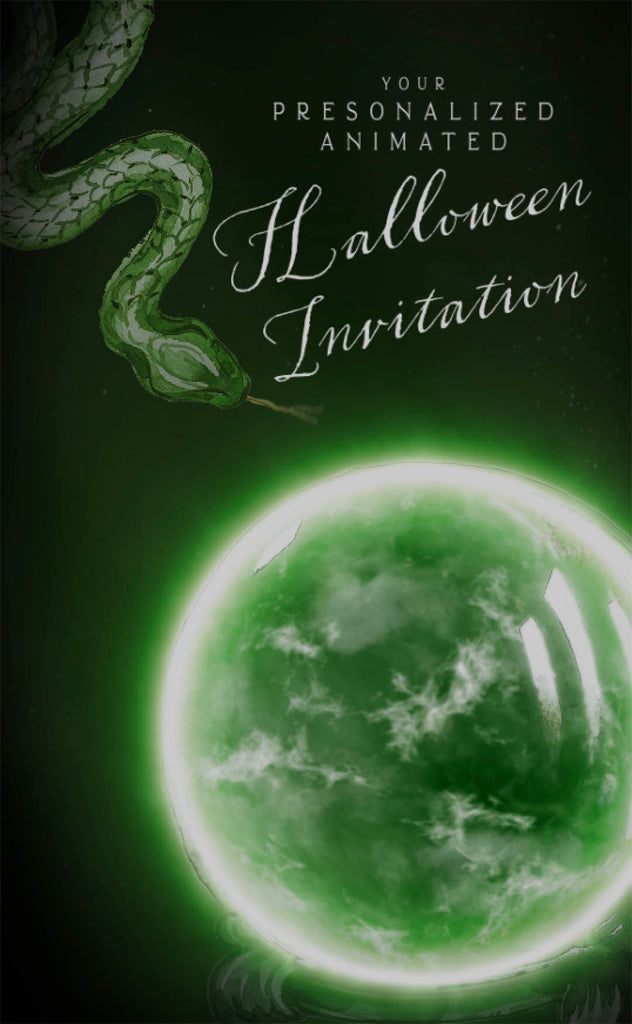 Halloween invitation with crystal ball and snake